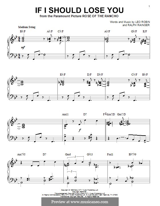 If I Should Lose You (Phineas Newborn): Для фортепиано by Leo Robin, Ralph Rainger