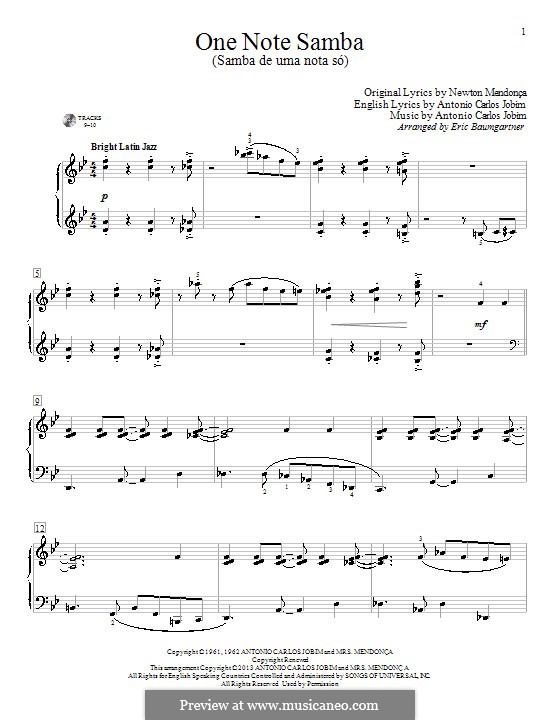 One Note Samba (Samba De Uma Nota): Для фортепиано by Antonio Carlos Jobim