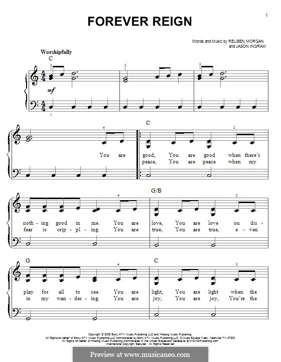 Forever Reign (Hillsong United): Для фортепиано by Jason David Ingram, Reuben Morgan