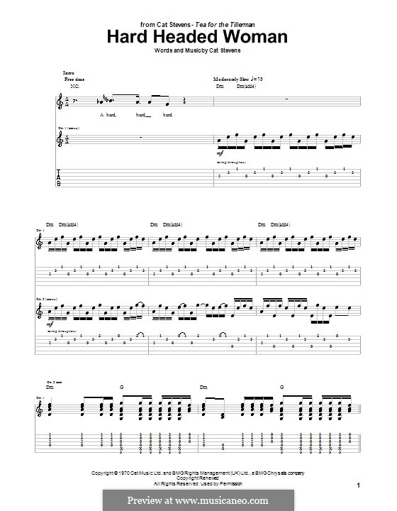 Hard Headed Woman: Для гитары с табулатурой by Cat Stevens