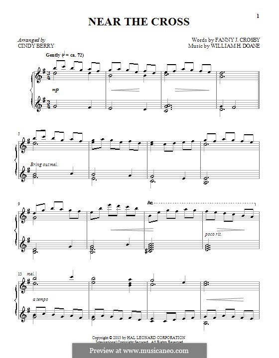 Near the Cross: Для фортепиано by William Howard Doane