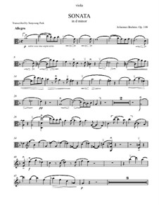 Соната для скрипки и фортепиано No.3 ре минор, Op.108: Часть I. Версия для альта – cольная партия by Иоганнес Брамс