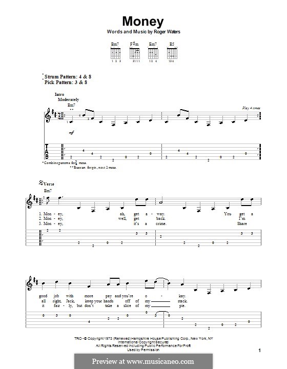 Money (Pink Floyd): Для гитары с табулатурой by Roger Waters