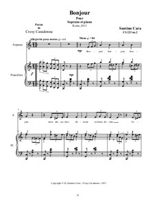 Bonjour - Soprano et Piano, CS223 No.2: Bonjour - Soprano et Piano by Santino Cara