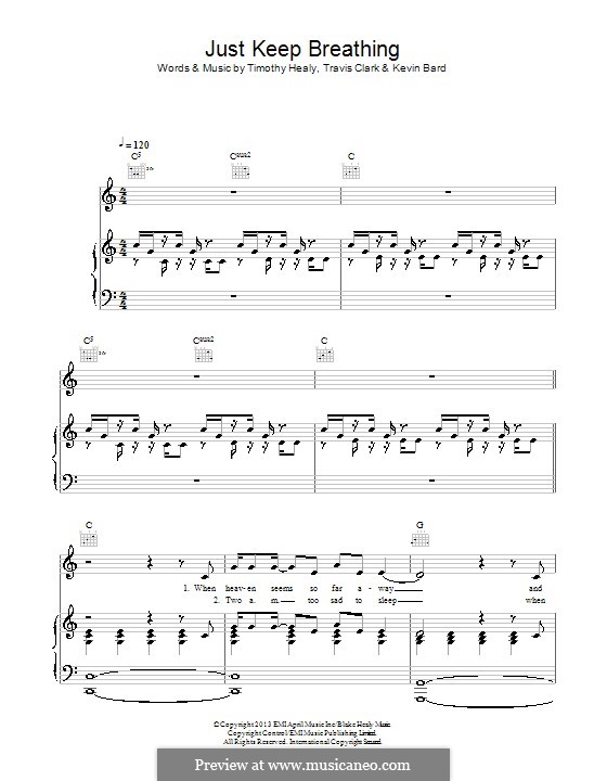 Just Keep Breathing (We the Kings): Для голоса и фортепиано (или гитары) by Timothy Healy, Kevin Bard, Travis Clark
