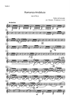 Андалузский романс, Op.22: Для струнного оркестра – партия первой скрипки by Пабло де Сарасате