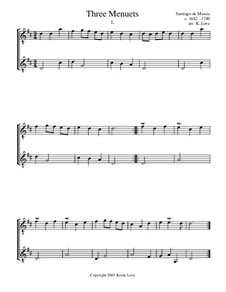 Three Menuets: Для двух гитар by Сантьяго де  Мурсиа