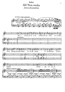Ah! Non credea: Для голоса и фортепиано by Винченцо Беллини