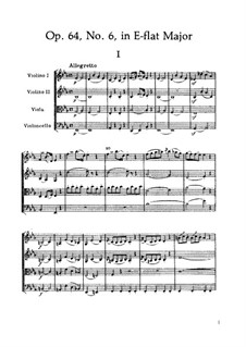 Струнный квартет No.52 ми-бемоль мажор, Hob.III/64 Op.64 No.6: Партитура by Йозеф Гайдн