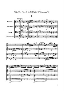 Струнный квартет No.62 до мажор 'Император', Hob.III/77 Op.76 No.3: Партитура by Йозеф Гайдн