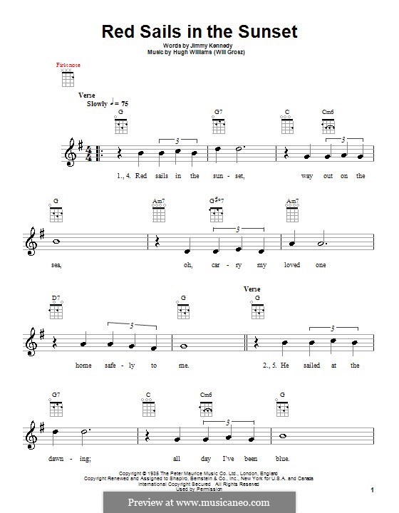 Red Sails in the Sunset (Fats Domino): Для укулеле by Hugh Williams