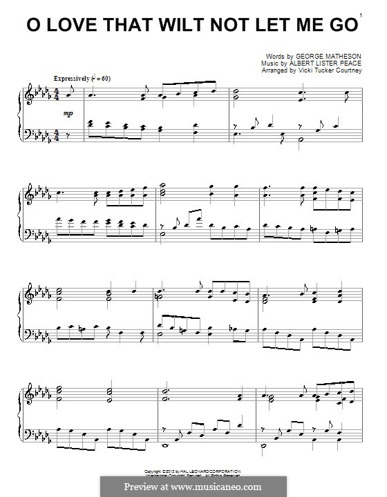 O Love that Wilt not Let Me Go: Для фортепиано by Albert Lister Peace