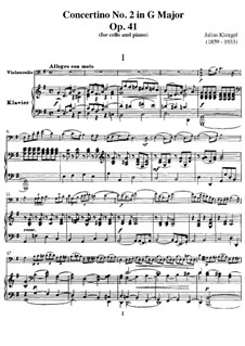 Концертино для виолончели и фортепиано No.2, Op.41: Партитура by Юлиус Кленгель