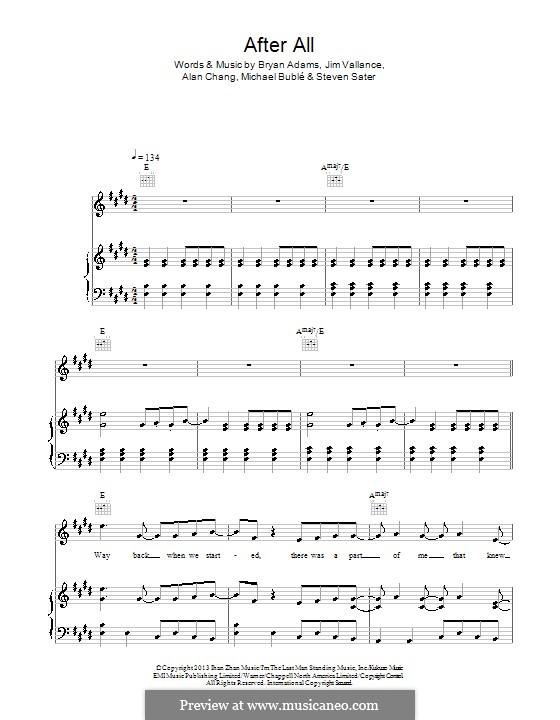 After All: Для голоса и фортепиано (или гитары) by Alan Chang, Bryan Adams, Jim Vallance, Michael Bublé, Steven Sater