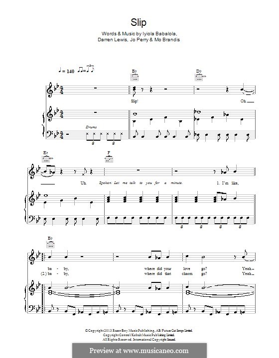 Slip (Stooshe): Для голоса и фортепиано (или гитары) by Darren Lewis, Iyiola Babalola, Jo Perry