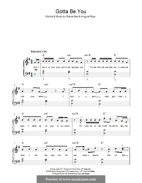 Gotta Be You (One Direction): Для фортепиано by August Rigo, Steve Mac