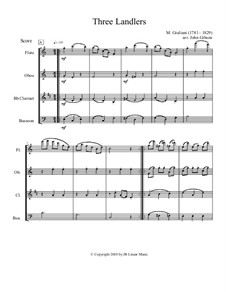 Three Ländler, Op.80, 92: Version for flute, oboe, clarinet and bassoon by Мауро Джулиани