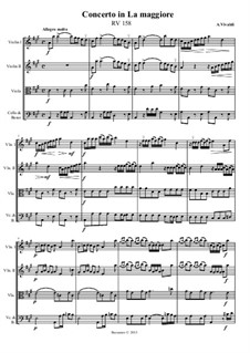 Concerto for Strings in A Major, RV 158: Score, parts by Антонио Вивальди