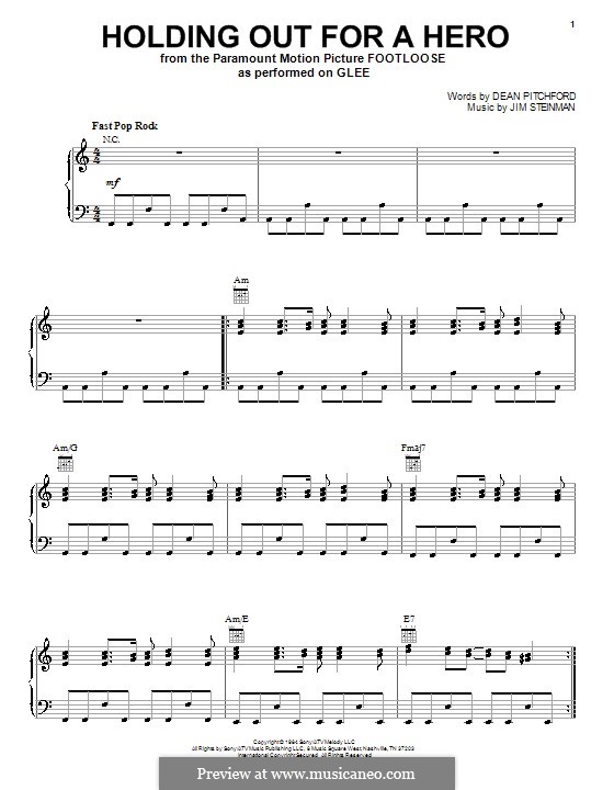 Holding Out for a Hero (Bonnie Tyler): Для голоса и фортепиано (или гитары) by Jim Steinman