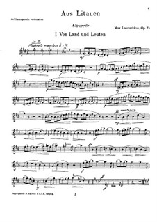 Aus Litauen, Op.23: Klarinettenstimme by Макс Лауришкус