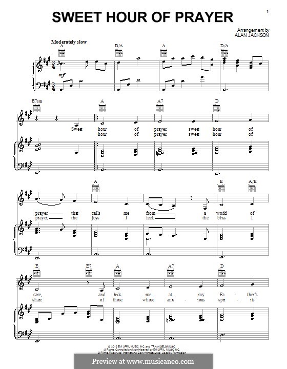 Sweet Hour of Prayer: Для голоса и фортепиано (или гитары) by William Batchelder Bradbury