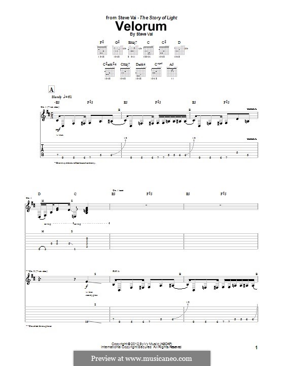 Velorum: Для гитары с табулатурой by Steve Vai