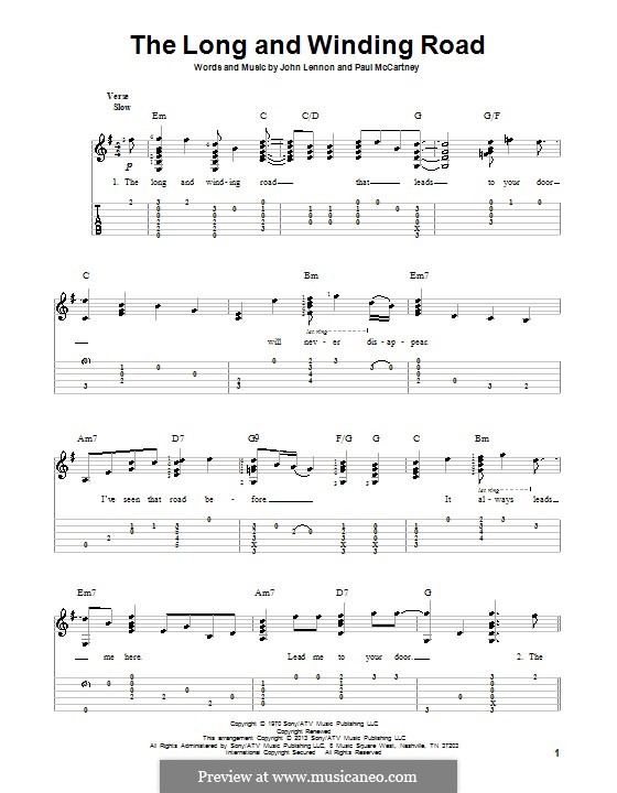 The Long and Winding Road (The Beatles): Для гитары с табулатурой by John Lennon, Paul McCartney