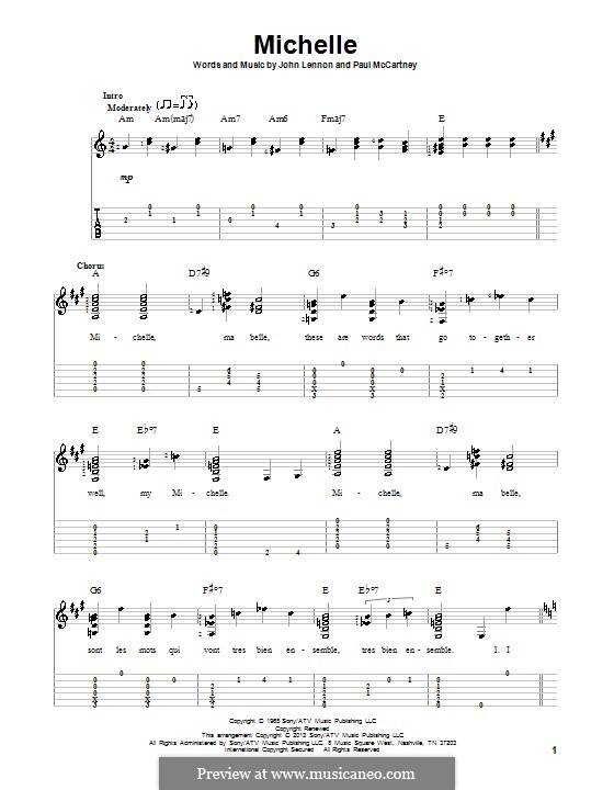 Michelle (The Beatles), for One Instrument: Для гитары с табулатурой by John Lennon, Paul McCartney