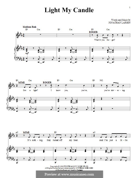 Light My Candle: Для голоса и фортепиано by Jonathan Larson