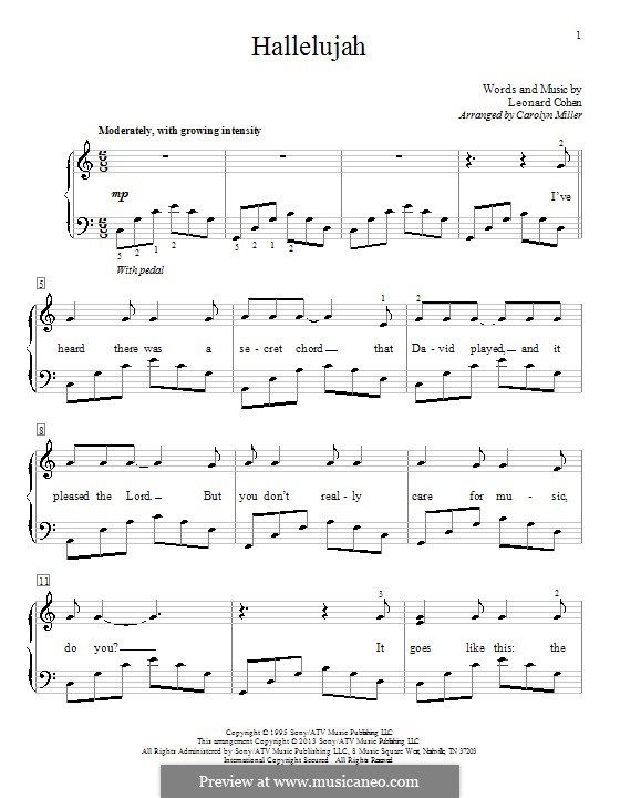 Piano version: Easy by Leonard Cohen