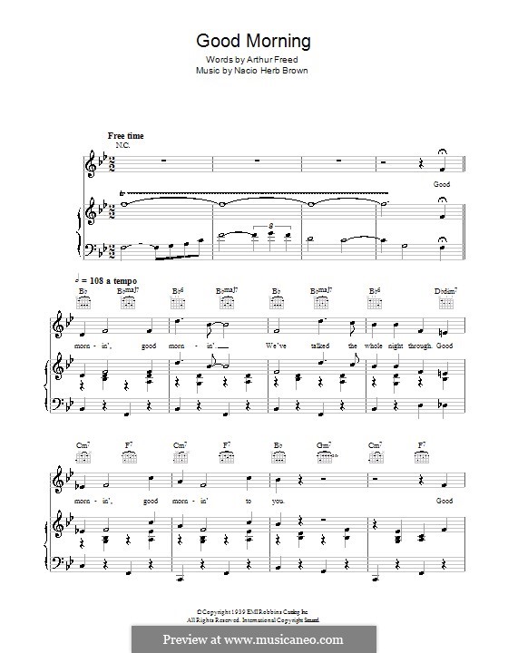 Good Morning (from Singin' in the Rain): Для голоса и фортепиано (или гитары) by Nacio Herb Brown