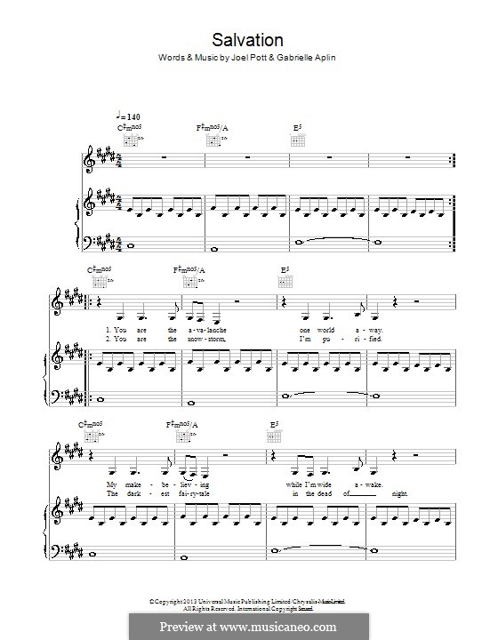 Salvation: Для голоса и фортепиано (или гитары) by Joel Pott, Gabrielle Aplin