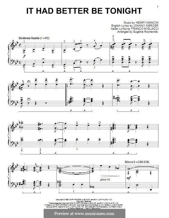 Vocal-instrumental version: Для фортепиано by Henry Mancini 