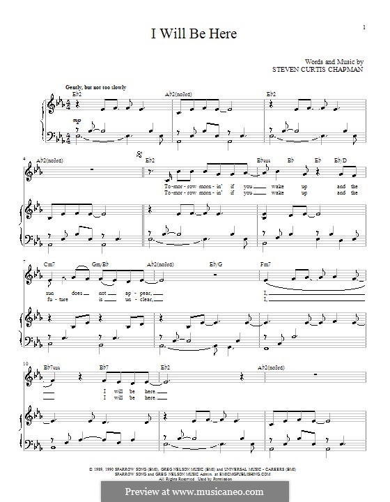 I Will Be Here: Для голоса и фортепиано by Steven Curtis Chapman