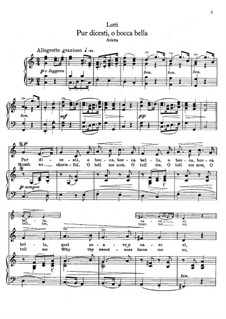 Pur dicesti, o bocca bella: Для голоса и фортепиано by Антонио Лотти