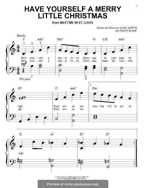 Piano version: Easy notes by Hugh Martin, Ralph Blane