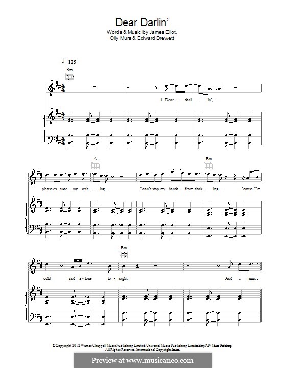 Dear Darlin': Для голоса и фортепиано (или гитары) by Ed Drewett, James Eliot, Olly Murs