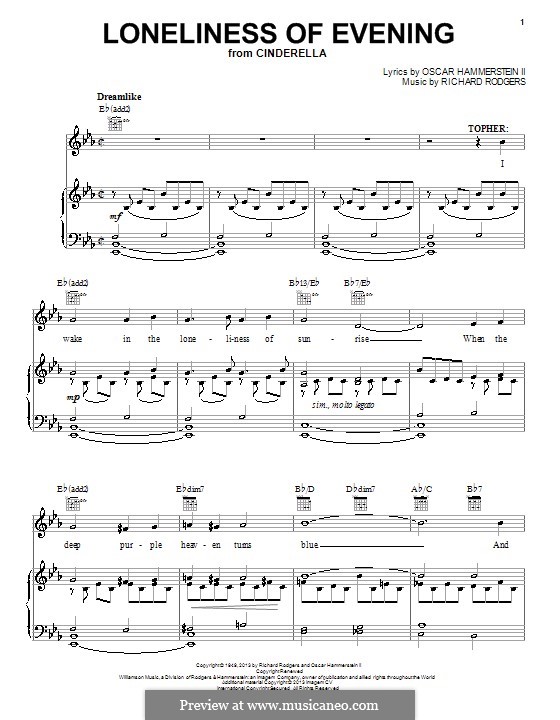 Loneliness of Evening: Для голоса и фортепиано (или гитары) by Richard Rodgers