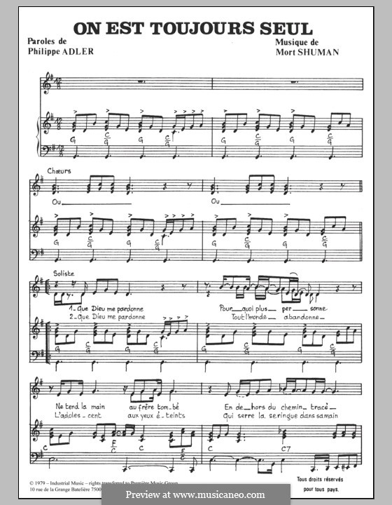 On Est Toujours Seul: Для голоса и фортепиано by Mort Shuman