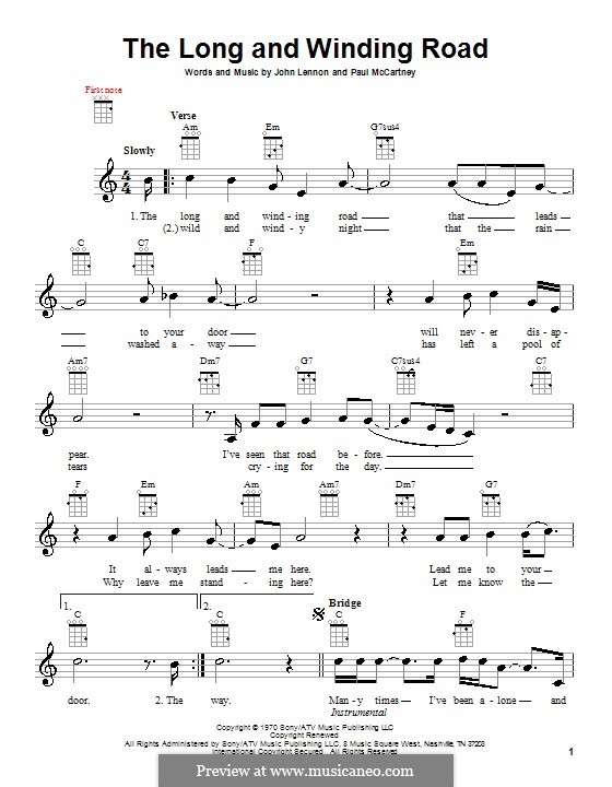 The Long and Winding Road (The Beatles): Для укулеле by John Lennon, Paul McCartney