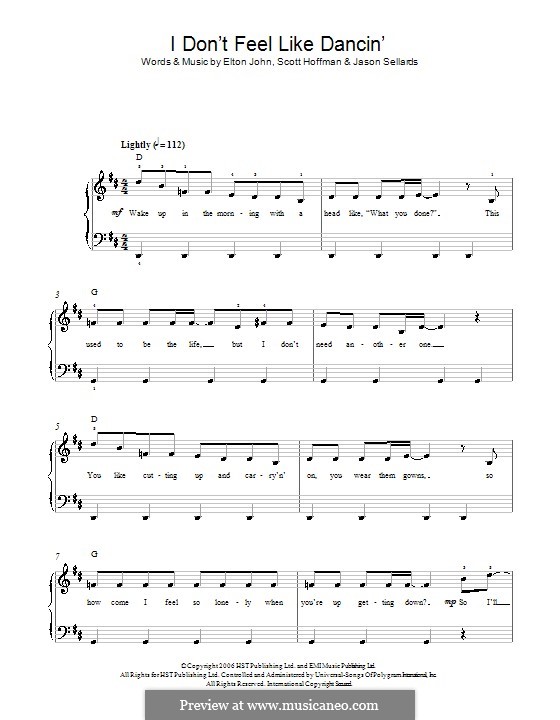 I don't Feel Like Dancin' (Scissor Sisters): Для фортепиано by Elton John, Jason Sellards, Scott Hoffman