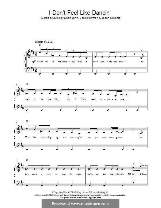 I don't Feel Like Dancin' (Scissor Sisters): Для фортепиано by Elton John, Jason Sellards, Scott Hoffman