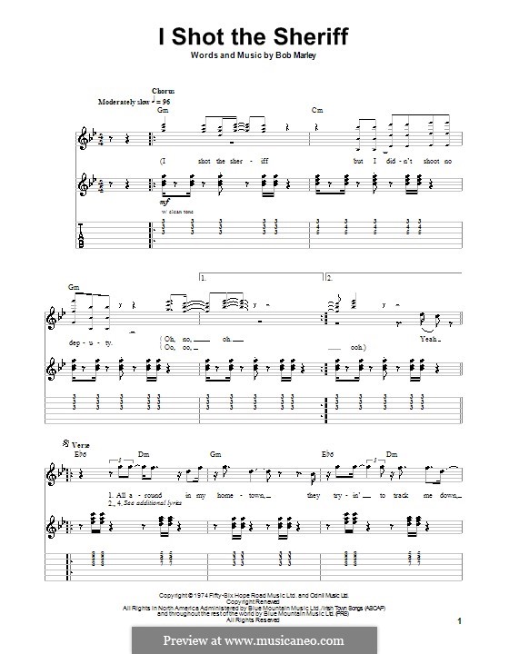 I Shot the Sheriff: Для гитары с табулатурой by Bob Marley