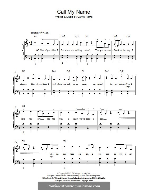 Call My Name: Для фортепиано by Calvin Harris
