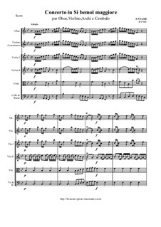Concerto for Violin, Oboe and Strings in B Flat Major, RV 548: Score and all parts by Антонио Вивальди