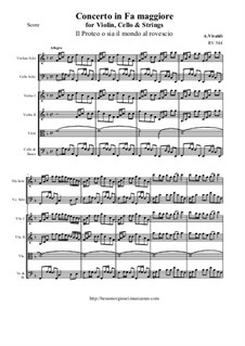 Concerto for Violin, Cello and Strings in F Major, RV 544: Score and all parts by Антонио Вивальди