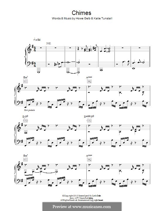 Chimes: Для голоса и фортепиано (или гитары) by Howe Gelb, KT Tunstall