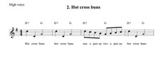 Hot Cross Buns: For voice and guitar chords by folklore
