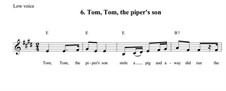 Tom Tom the piper's son (voice and guitar chords): Tom Tom the piper's son (voice and guitar chords) by folklore