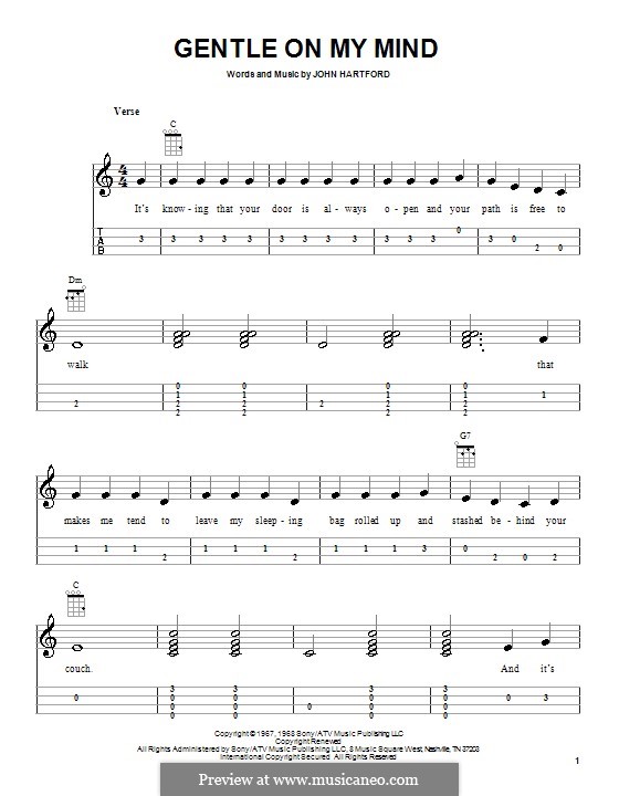 J. Hartford: Gentle On My Mind ноты на MusicaNeo